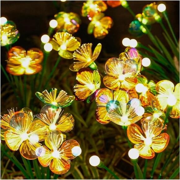 Solar Swaying Garden Lights – Upgraded Flower & Firefly Lights with Larger - Picture 1 of 7